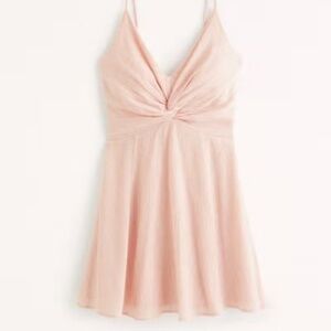 Crinkle Textured Twist-Front Mini Dress